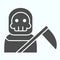 Death person solid icon. Stranger in a coat with scytche. Halloween vector design concept, glyph style pictogram on