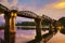 Death railway bridge crossing river khwae in kanchanaburi one of important historical traveling site thailand