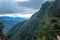 Death Road - July 25, 2017: Panoramic view of the Yungas road, or Death Road, Bolivia