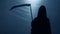 Death silhouette came to take terminally ill person, creepy Grim Reaper shadow