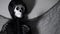 Death, skeleton in black hooded robe