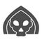 Death solid icon. Grim reaper skull, creepy demon face in hood. Halloween party vector design concept, glyph style