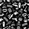 Death theme set of vector icons black and white seamless pattern eps10