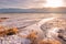 Death Valley California landscape at sunset with salt creek in view