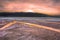 Death Valley California landscape at sunset with salt creek in view