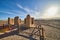 Death Valley decayed stone structures in desert