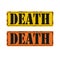 Death Vintage metal sign board graphics set. Rusty effect tin plate