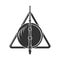 Deathly Hallows, a symbol from the Harry Potter book. A magic wand, a resurrection stone, and a cloak of invisibility. Vector