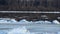 Debacle. Ice drift on river. Ice floats spring or early winter