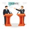 Debate poster with two politicians on vector illustration