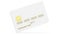 Debit plastic card or credit card, white with gold symbols. 3D render of blank white template for mock up and