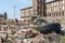 Debris field left from factory fire in Fall River, Massachusetts