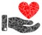 Debris Mosaic Hand Offer Love Heart Icon