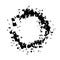 Debris and shatters in circle shape. Black broken pieces, specks, speckles and particles. Abstract explosion and burst