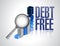 debt free business graph sign concept