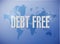 debt free international sign concept
