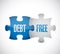 debt free puzzle pieces sign concept