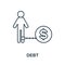 Debt line icon. Monochrome simple Debt outline icon for templates, web design and infographics