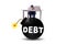 Debt and loan concept with exploding bomb