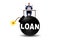 Debt and loan concept with exploding bomb
