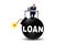 Debt and loan concept with exploding bomb