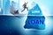 Debt and loan concept with hidden iceberg