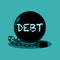 Debt metal. ideas about lack of financial freedom. vector iluustration