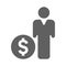 Debtor, loan icon. Gray vector graphics