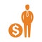 Debtor, loan icon. Orange vector design