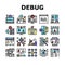 Debug Research And Fix Collection Icons Set Vector