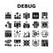 Debug Research And Fix Collection Icons Set Vector