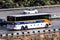 Dec 8, 2019 Los Angeles / CA / USA - Amtrak Pacific Surfliner bus-bridge service driving on the interstate in South California