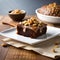 Decadent Brownie Delight: Rich Chocolate Goodness with a Caramel Twist created by generative AI