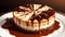 Decadent Caramel Drizzle Cheesecake for National Cheesecake Day.AI Generated