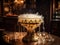 A decadent champagne fountain bubbling over with golden bubbles created with Generative AI