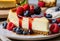 Decadent Cheesecake with Berries and Syrup