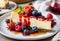 Decadent Cheesecake with Berries and Syrup