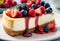 Decadent Cheesecake with Berries and Syrup