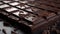 Decadent chocolate blocks, Close-up of indulgent dark chocolate bar segments.