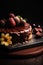 Decadent Chocolate Dessert on Black Stone Platter. Generative AI