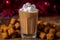 Decadent chocolate drink. rich cocoa infused with delightful cream, topped with sweet treats