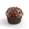 Decadent Chocolate Muffin Topped with Chocolate Chips. Generative ai