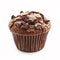Decadent Chocolate Muffin Topped with Chocolate Chips. Generative ai