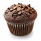 Decadent Chocolate Muffin Topped with Chocolate Chips. Generative ai