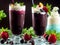 A Decadent Chocolate Strawberry Milkshakes Smoothies With Whipped Cream and Strawberries In Brown Background. Ai Generated