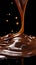 Decadent chocolate stream, Rich sauce pouring in a mesmerizing front view