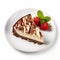 Decadent Chocolate Truffle Cheesecake Plate With Strawberry Garnish