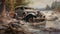 Decadent Decay: Old Cars In A River - A Grisaille Masterpiece