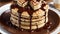 Decadent Delight Chocolate Chip Pancakes for National Pancake Day.AI Generated