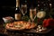 Decadent Delights: Experience the luxury of a champagne - infused pizza with lobster, foie gras, and edible diamonds illustration